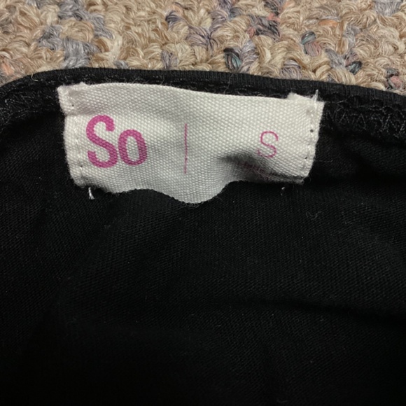 SO Black Ruched Spaghetti Strap Tank Top * Size Juniors Small - Picture 2 of 6